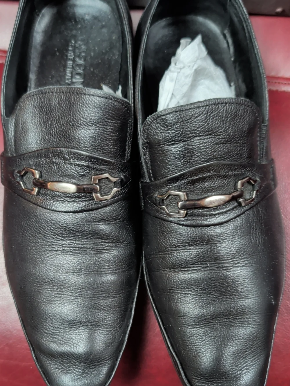 Basconi  Men’s Black Leather Slip-On Loafers Size 42